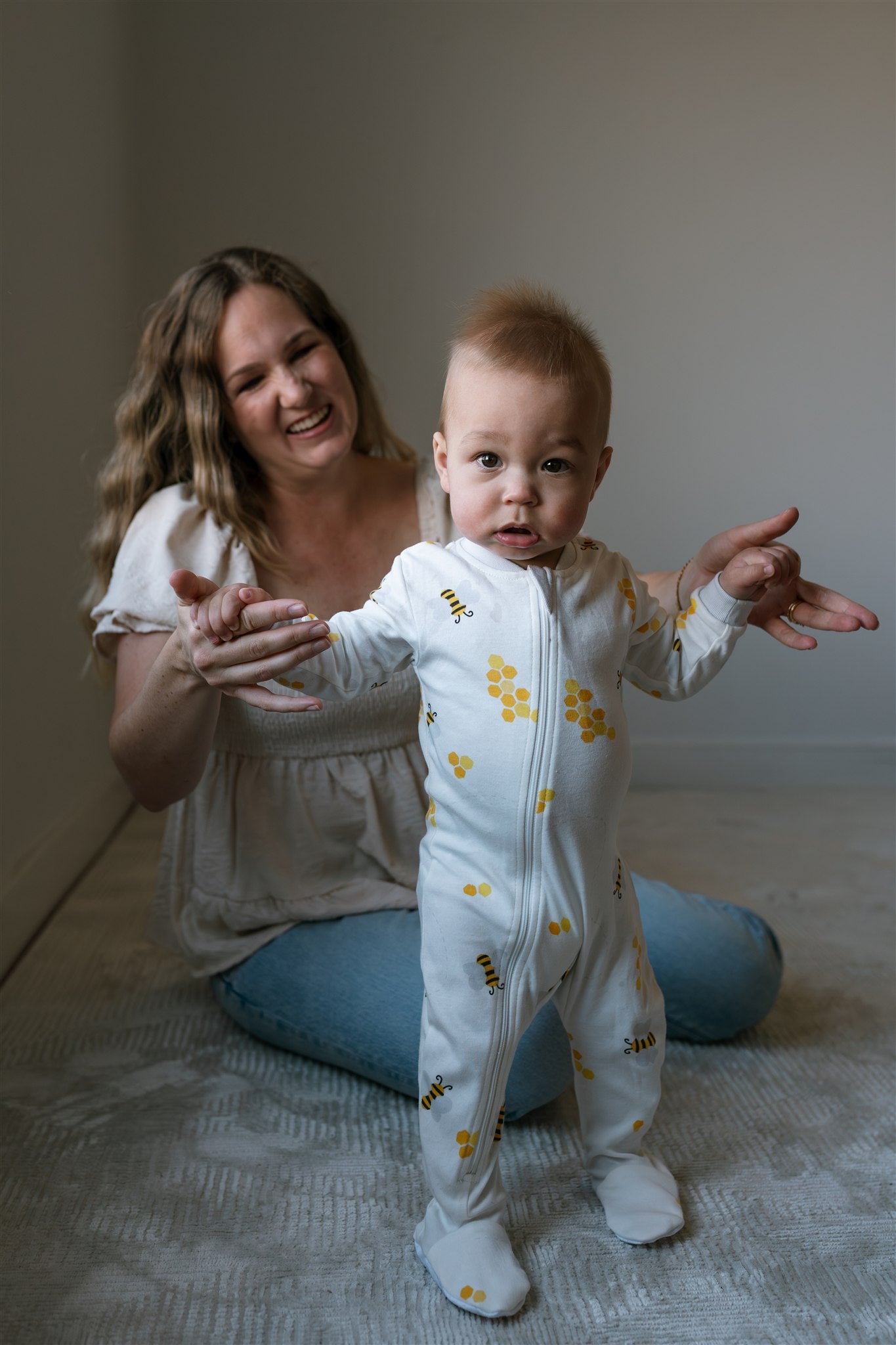 Bee Happy Organic Cotton Footed Baby Sleeper | ZippyJamz