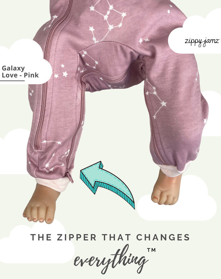 Galaxy Love - Pink - Organic Cotton - Footless – ZippyJamz